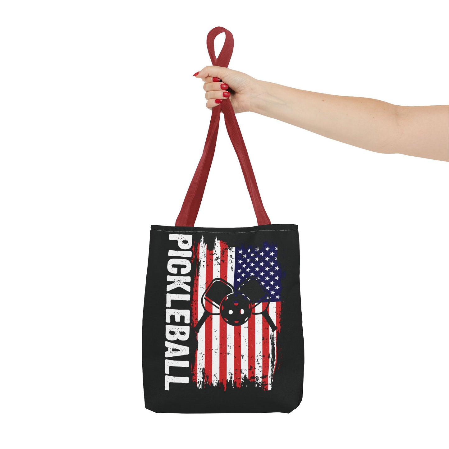 Pickleball Durable Tote Bag - Pickleball with American Flag