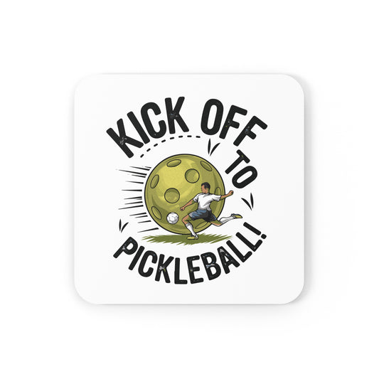 Pickleball Stylish Cork Coaster - Kick Off to Pickleball Square