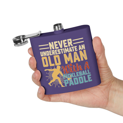 Pickleball Cool Flask - Never Underestimate an Old Man