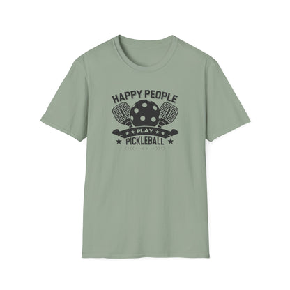 Men's Quirky Pickleball T-shirt - Happy People Play Pickleball Green