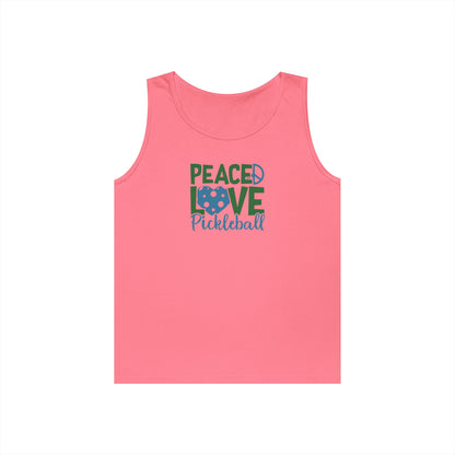 Women's Unique Pickleball Tank Top - Peace, Love, Pickleball Pink