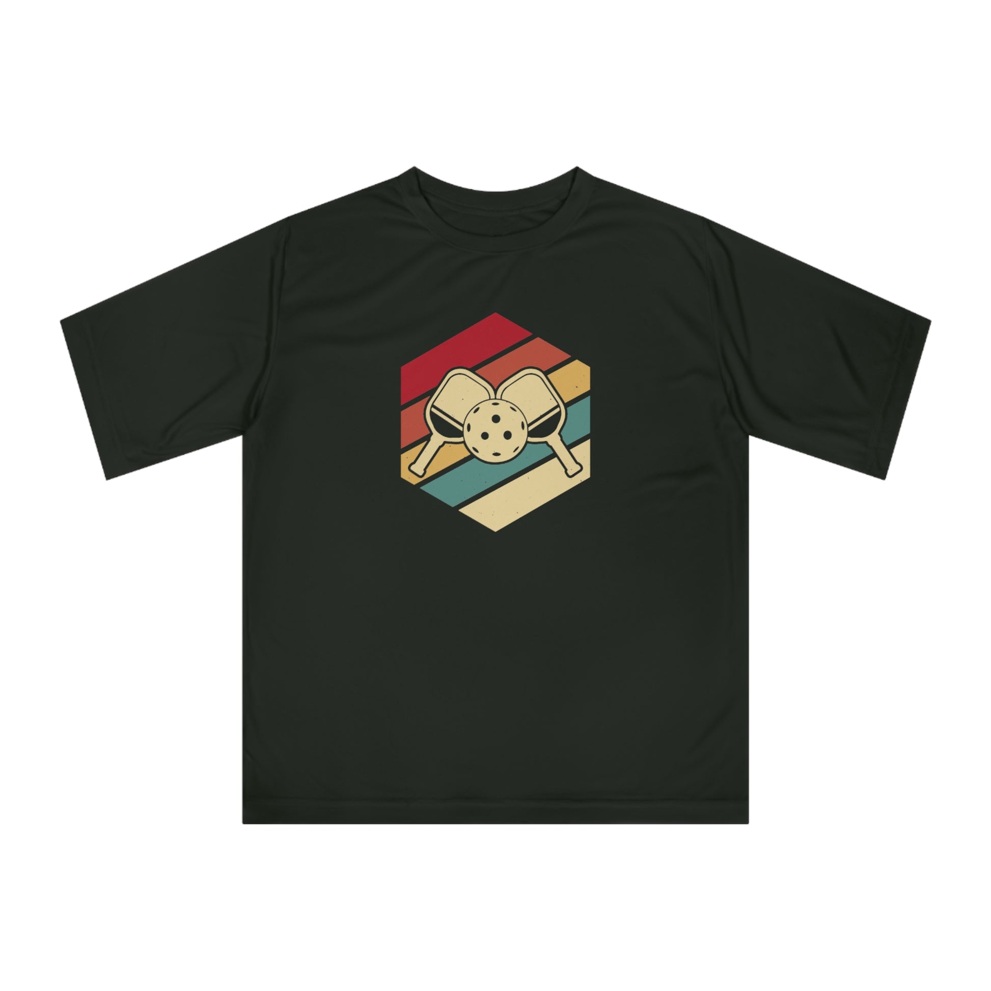 Men's Comfy Pickleball T-shirt - Paddle and Ball Retro Black