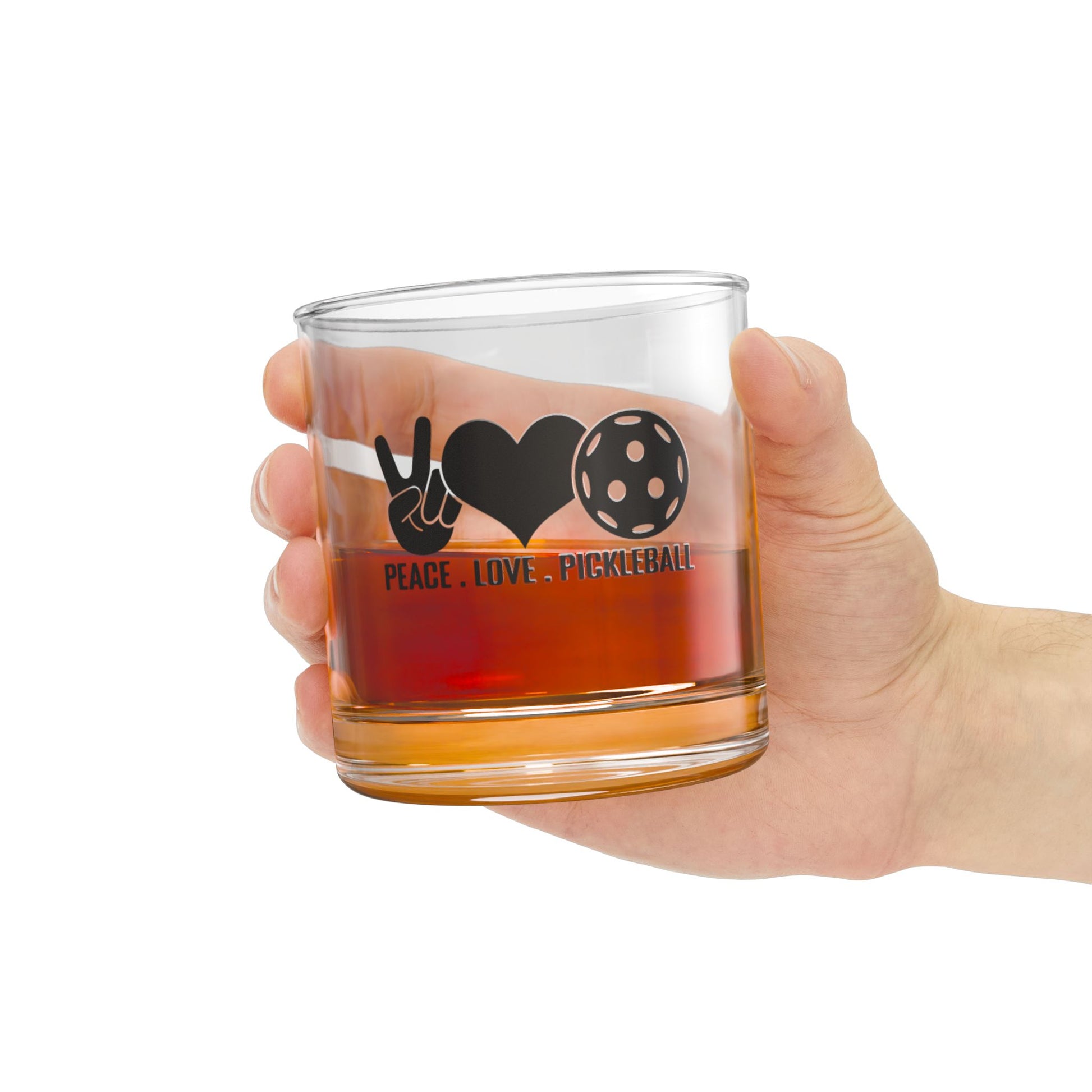 Pickleball Unique Rocks Glass - Peace, Love, Pickleball