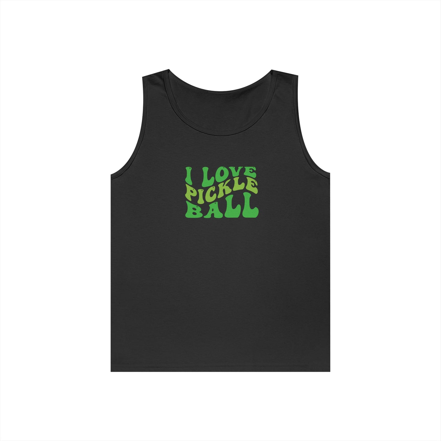 Women's Energetic Pickleball Tank Top - I Love Pickleball Black