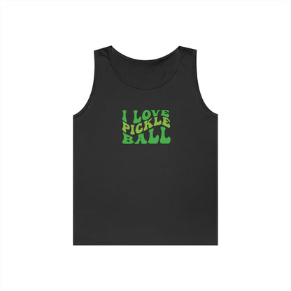 Women's Energetic Pickleball Tank Top - I Love Pickleball Black