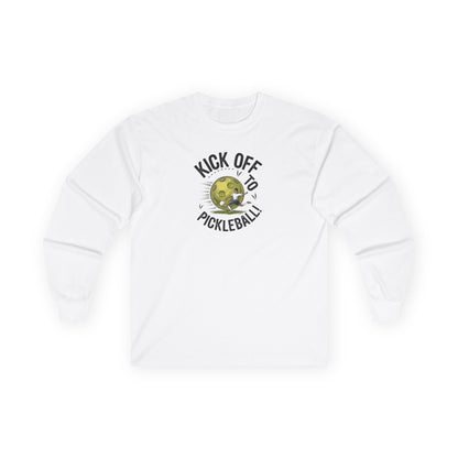 Men's Soft Pickleball Long Sleeves top - Kick Off to Pickleball White
