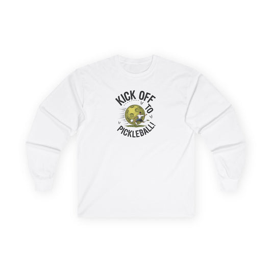 Men's Soft Pickleball Long Sleeves top - Kick Off to Pickleball White
