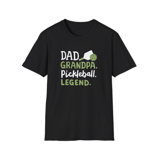 Men's Durable Pickleball T-shirt - Dad Grandpa Pickleball Legend Black