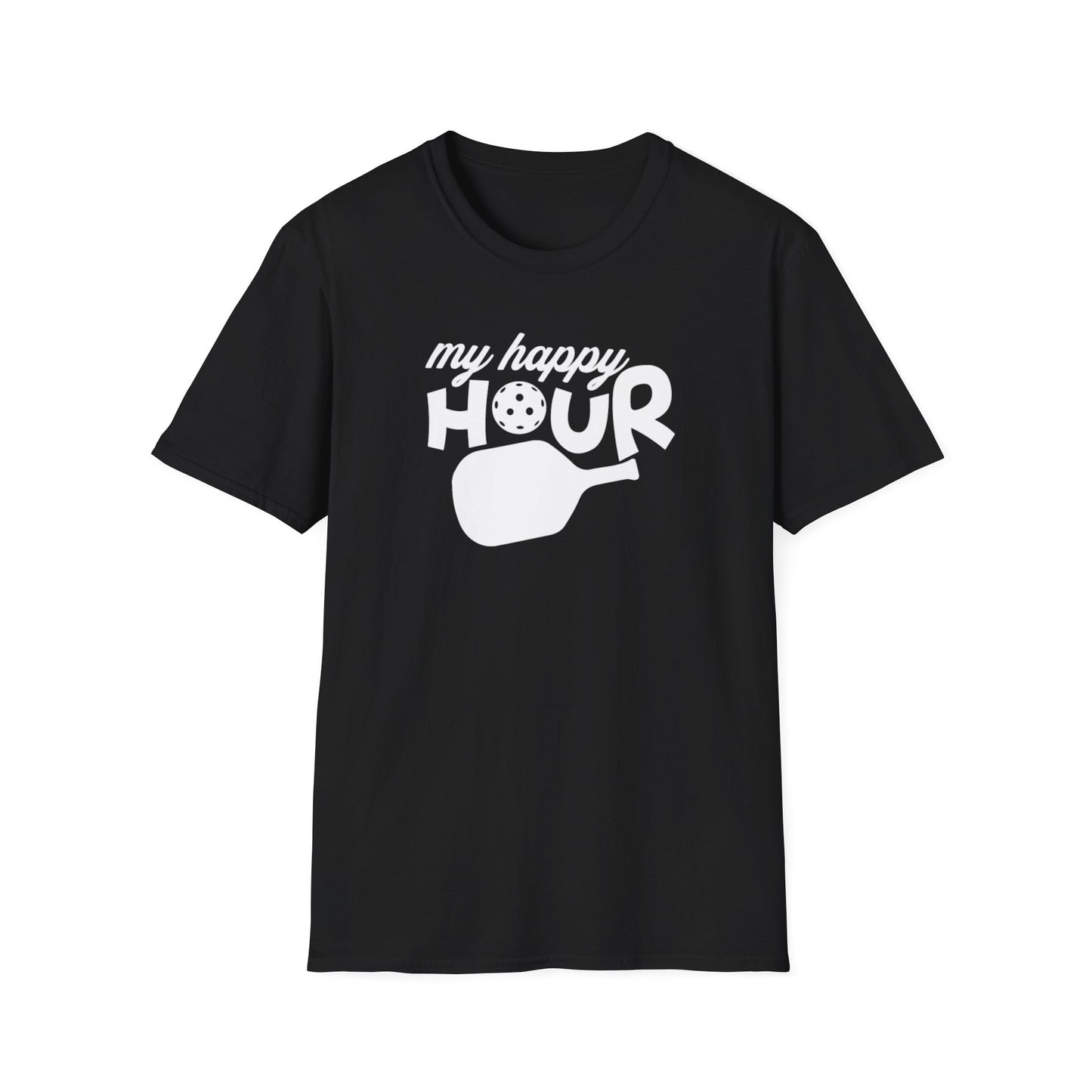 Women's Soft Pickleball T-shirt - My Happy Hour Black