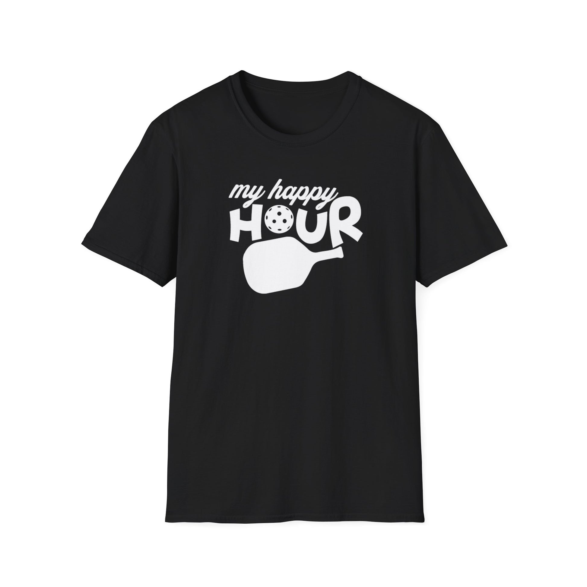 Women's Soft Pickleball T-shirt - My Happy Hour Black