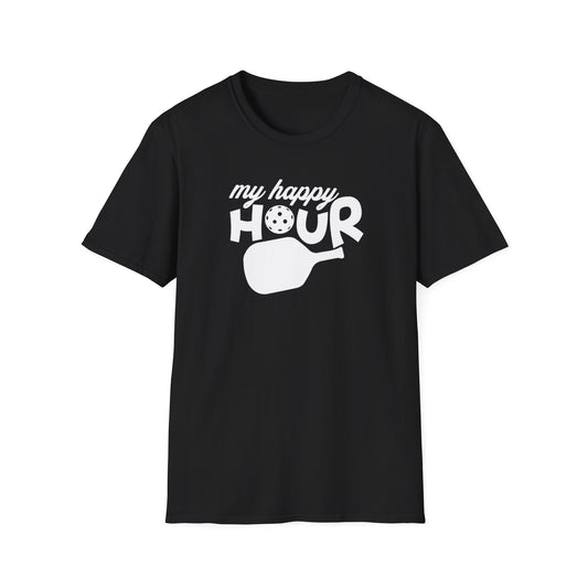 Women's Soft Pickleball T-shirt - My Happy Hour Black