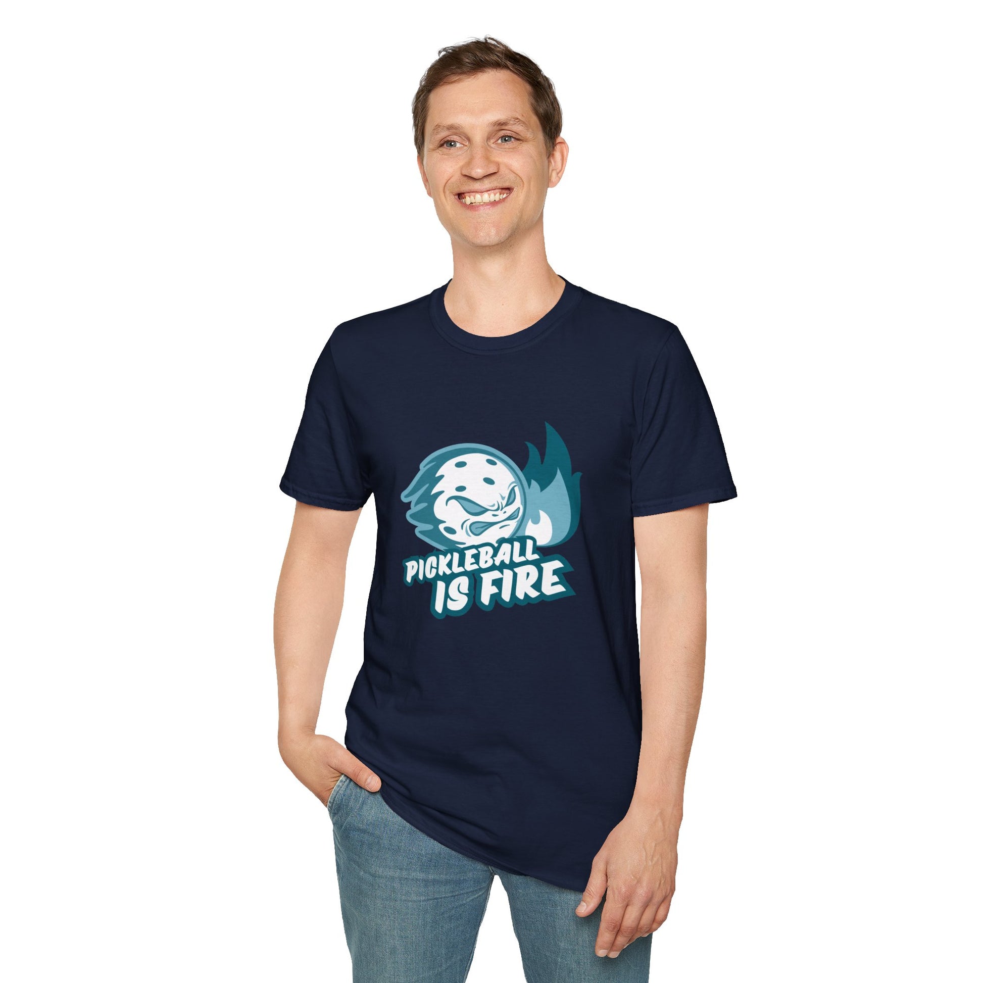 Men's Pickleball T-Shirt - Pickleball Is Fire Navy
