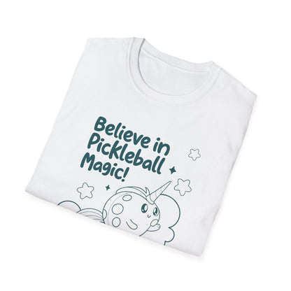 Women's Comfy Pickleball T-shirt - Believe in pickleball Magic