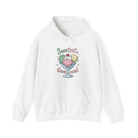 Women's Comfy Pickleball Hoodie - Sweetest Game Ever White