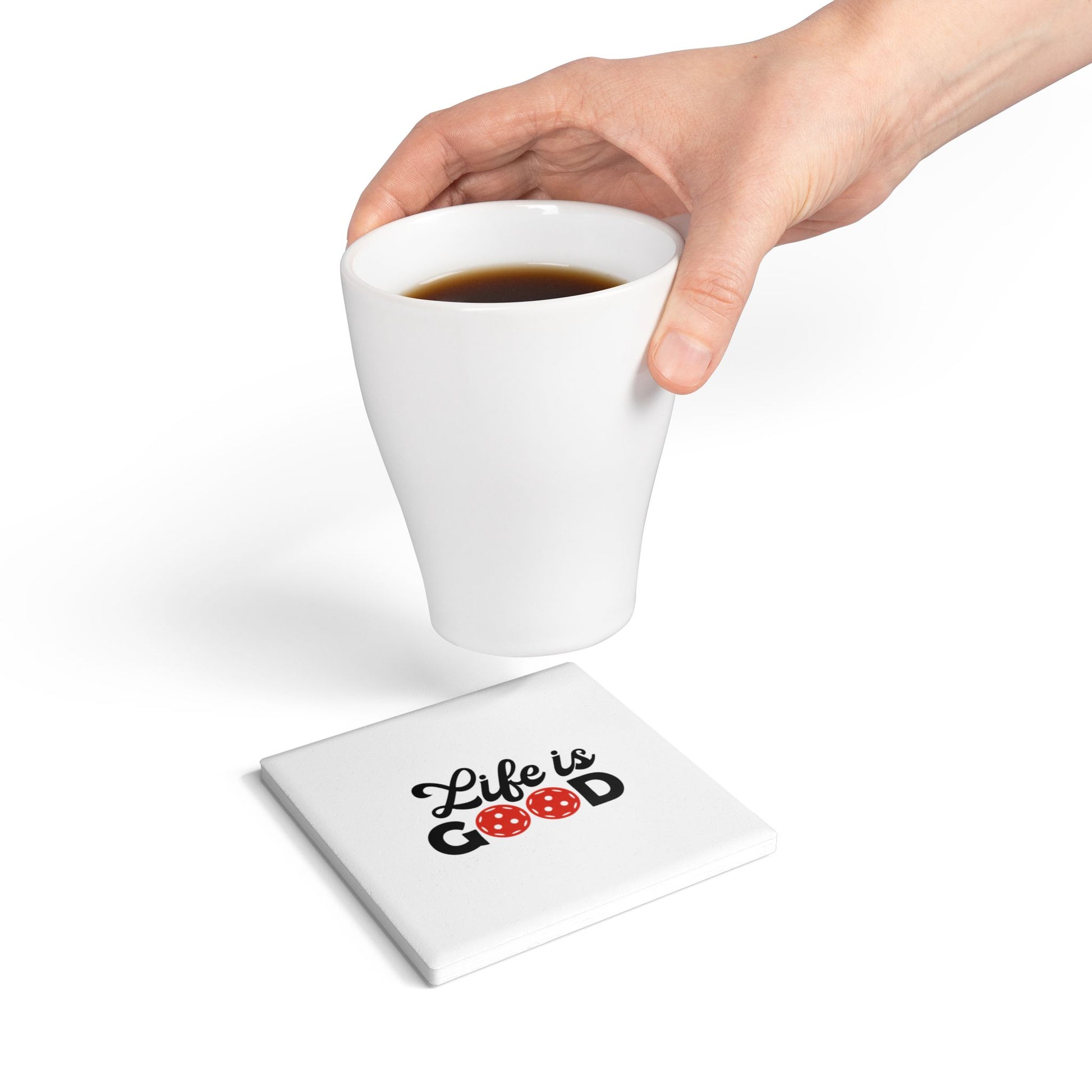 Pickleball Cute Ceramic Coaster - Life is Good