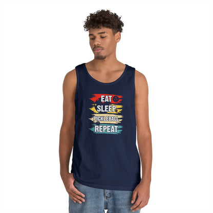 Men's Cool Pickleball Tank Top - Eat Sleep Pickleball Repeat Retro