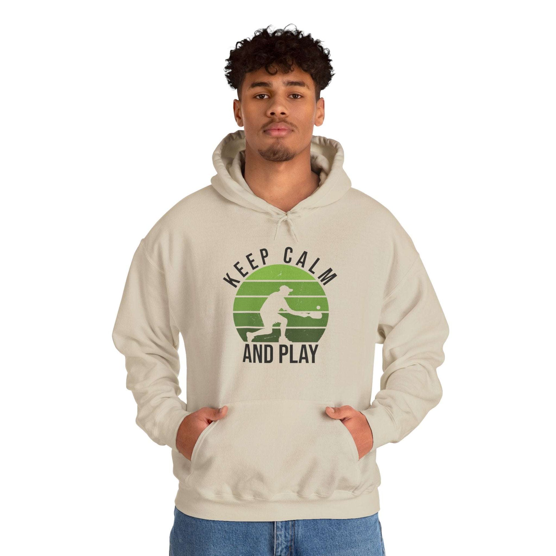 Men's Comfy Pickleball Hoodie - Keep Calm and Play