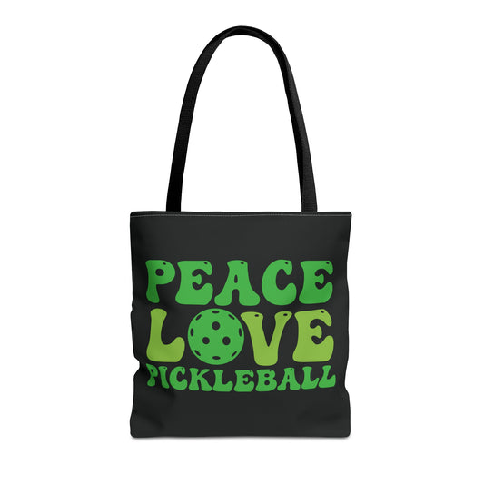 Pickleball Stylish Tote Bag - Peace Love Pickleball Black