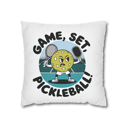 Pickleball Cute Pillowcase - Game, Set, Pickleball White
