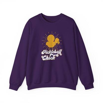 Women's Funny Pickleball Sweatshirt - Pickleball Chick Purple