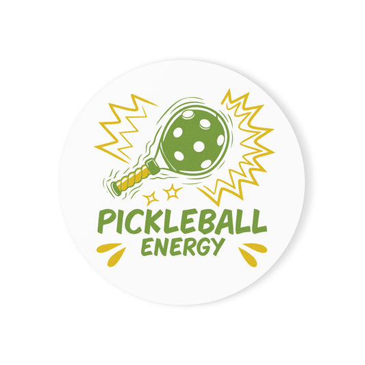 Pickleball Stylish Cork Coaster - Pickleball Energy Cork