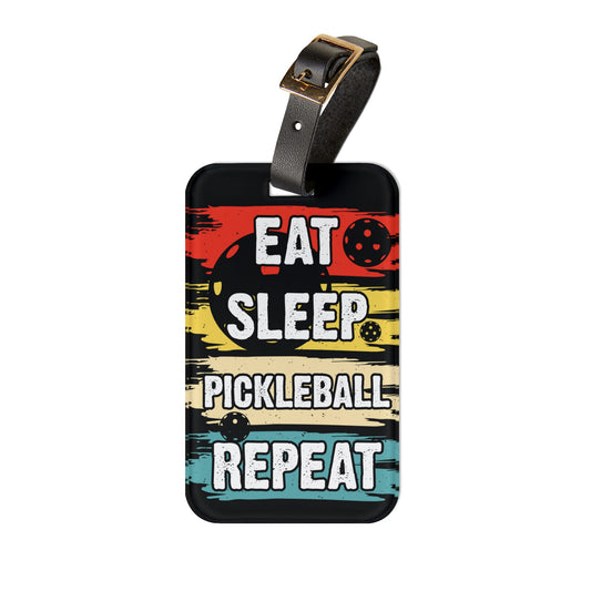 Pickleball Cool Luggage Tag - Eat Sleep Pickleball Repeat Retro 2.4'' × 4''