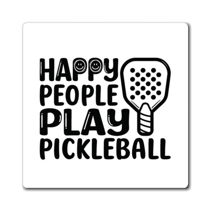 Pickleball Cheerful Magnet - Happy People Play Pickleball White