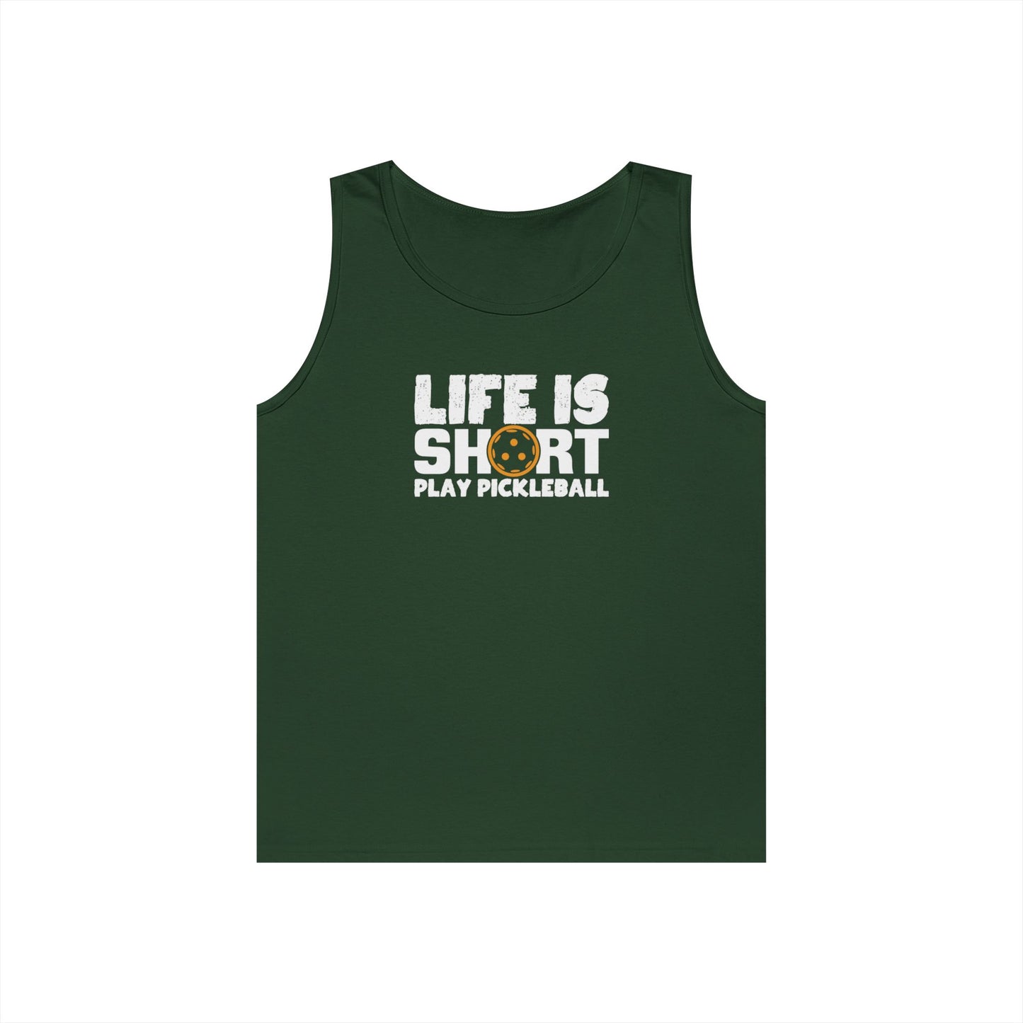 Men's Eye-Catching Pickleball Tank Top - Life Is Short Play Pickleball Green