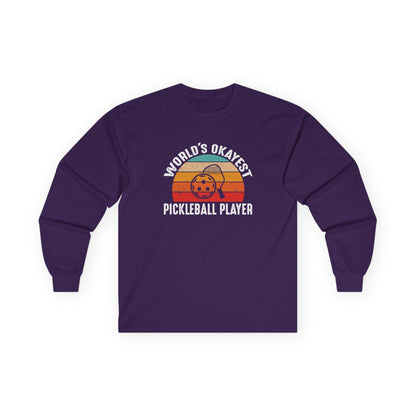 Men's Pickleball Long Sleeves top - World's Okayest Pickleball Player Purple