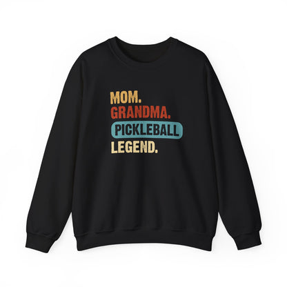 Women's Stylish Pickleball Sweatshirt - Mom Grandma Pickleball Legend Black