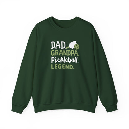 Men's Soft Pickleball Sweatshirt - Dad Grandpa Pickleball Legend Green