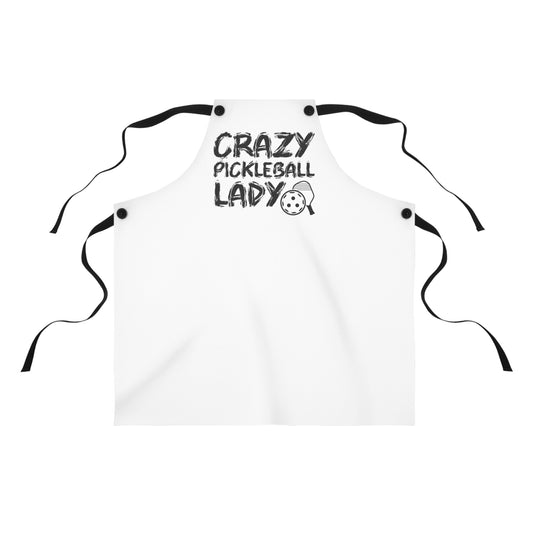 Pickleball Funny Apron - Crazy Pickleball Lady White