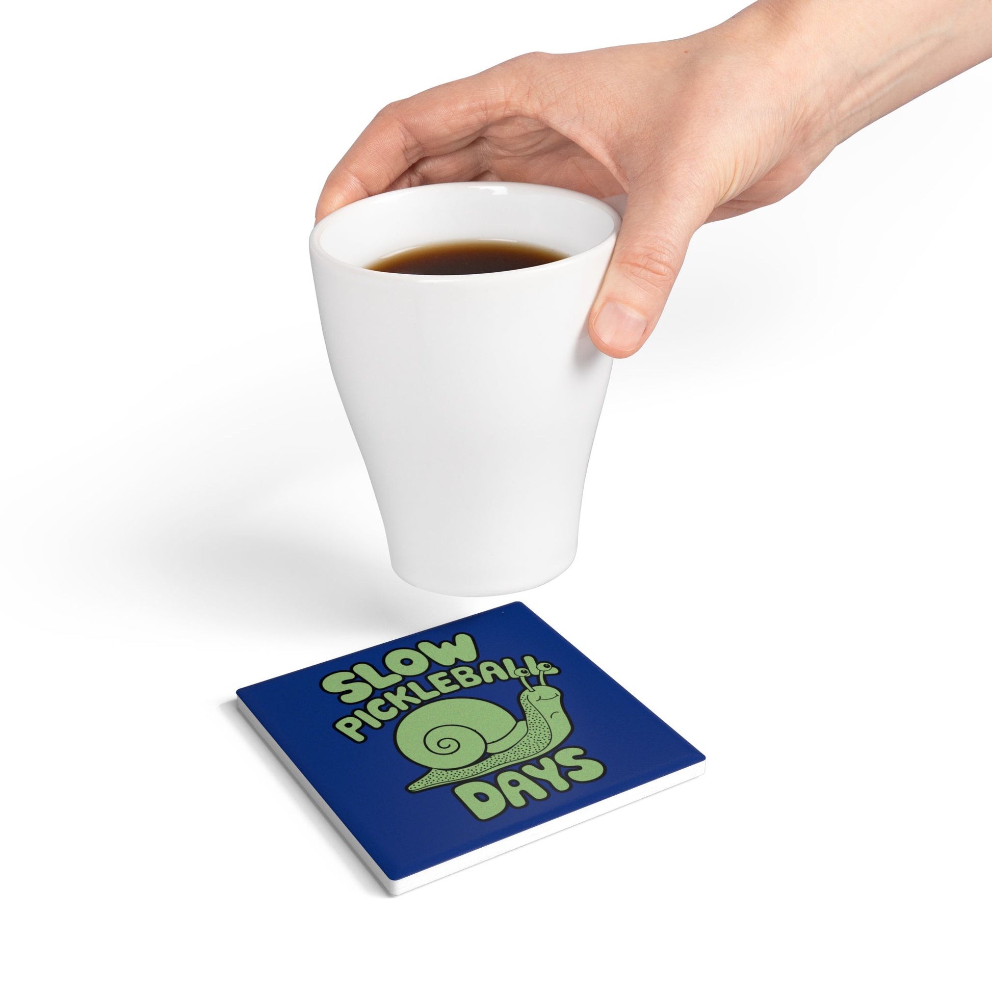 Pickleball Cute Ceramic Coaster - Slow Pickleball Days