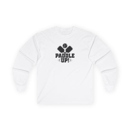 Men's Soft Pickleball Long Sleeves top - Paddle Up White