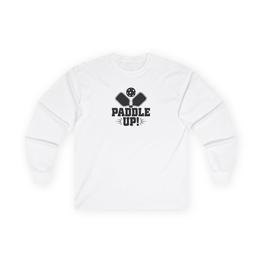 Men's Soft Pickleball Long Sleeves top - Paddle Up White