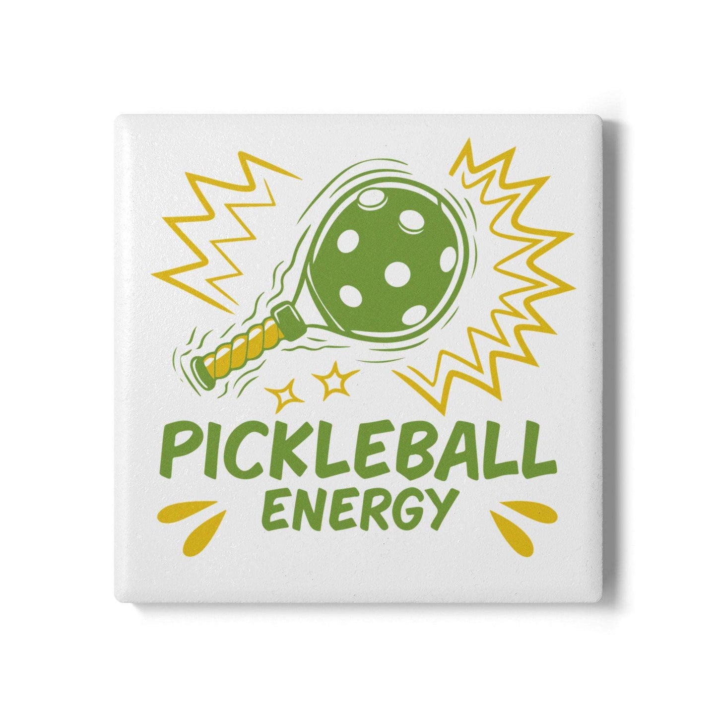 Pickleball Durable Ceramic Coaster - Pickleball Energy White