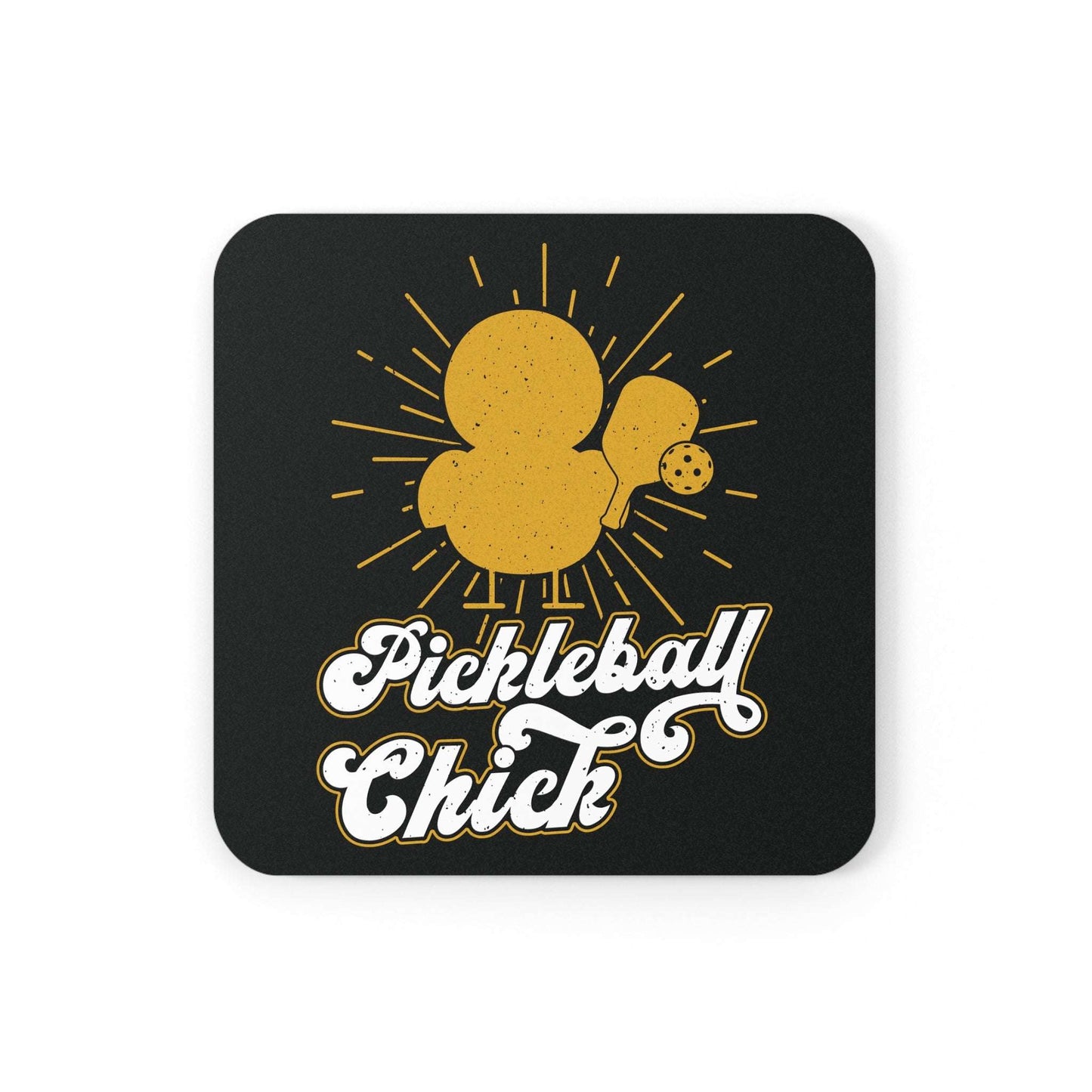 Pickleball Funny Cork Coaster - Pickleball Chick Black