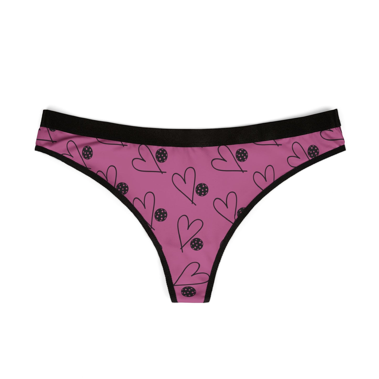 Women's Colorful Pickleball Thong - Heart and Ball Pink