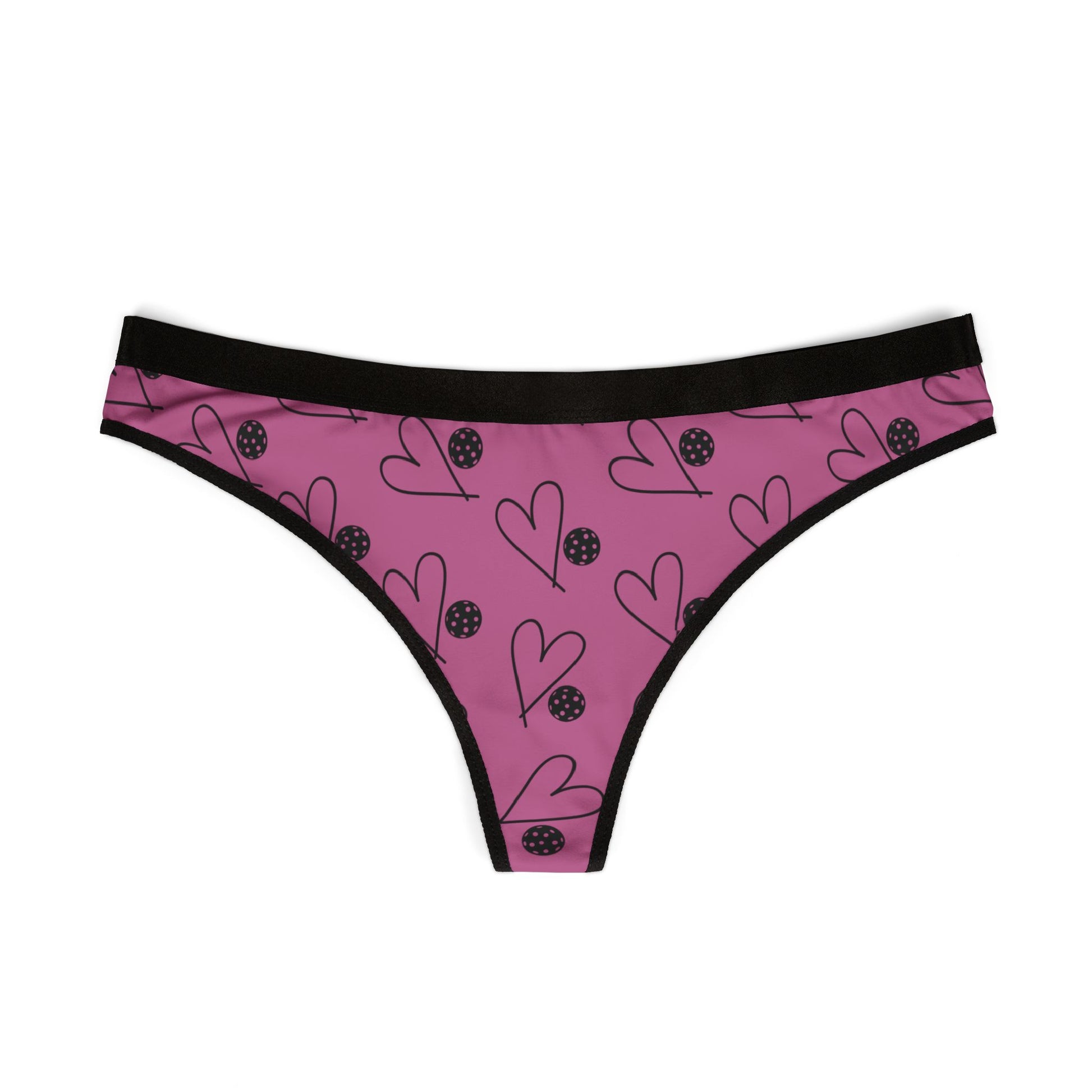 Women's Colorful Pickleball Thong - Heart and Ball Pink