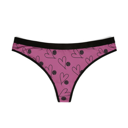 Women's Colorful Pickleball Thong - Heart and Ball Pink