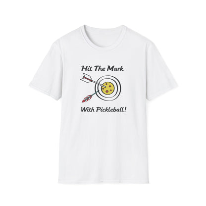 Men's Quirky Pickleball T-shirt - Hit the Mark with Pickleball White