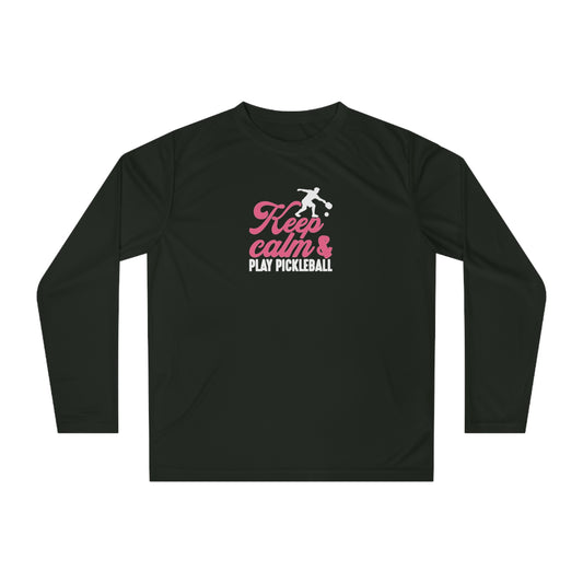 Women's Pickleball Long Sleeves top - Keep Calm & Play Pickleball Black