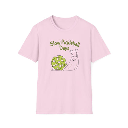 Women's Playful Pickleball T-shirt - Slow Pickleball Days Pink