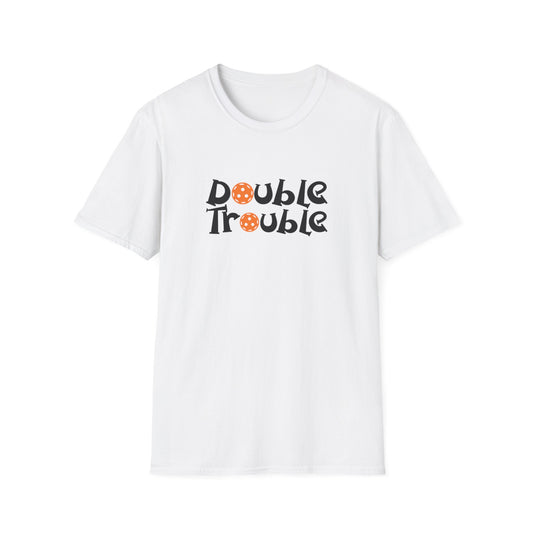 Men's Funny Pickleball T-shirt - Double Trouble White