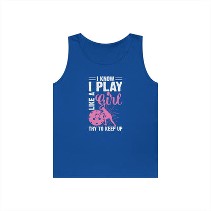 Women's Pickleball Tank Top - I Play Like a Girl Try to Keep Up Royal