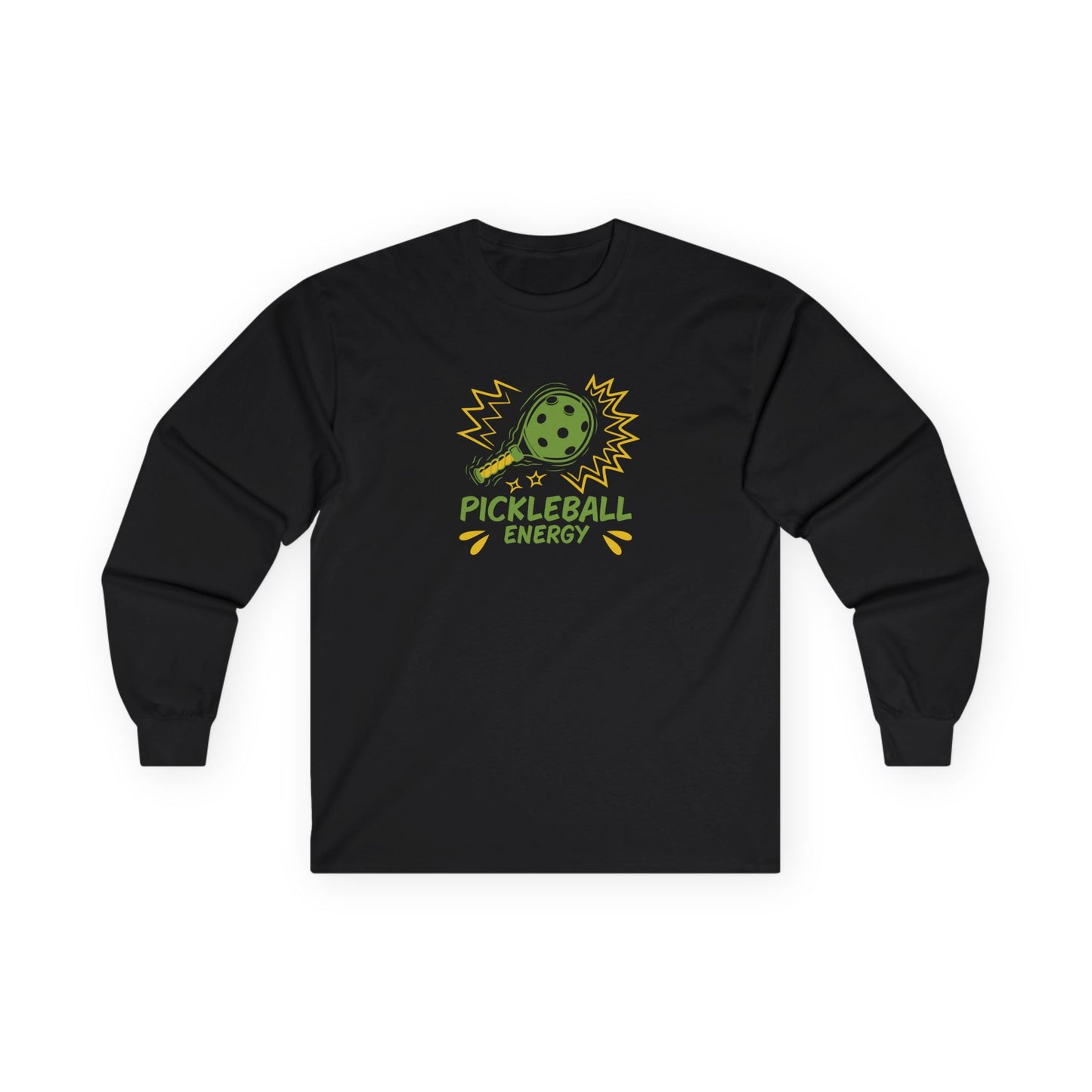Men's Fun Pickleball Long Sleeves top - Pickleball Energy Black
