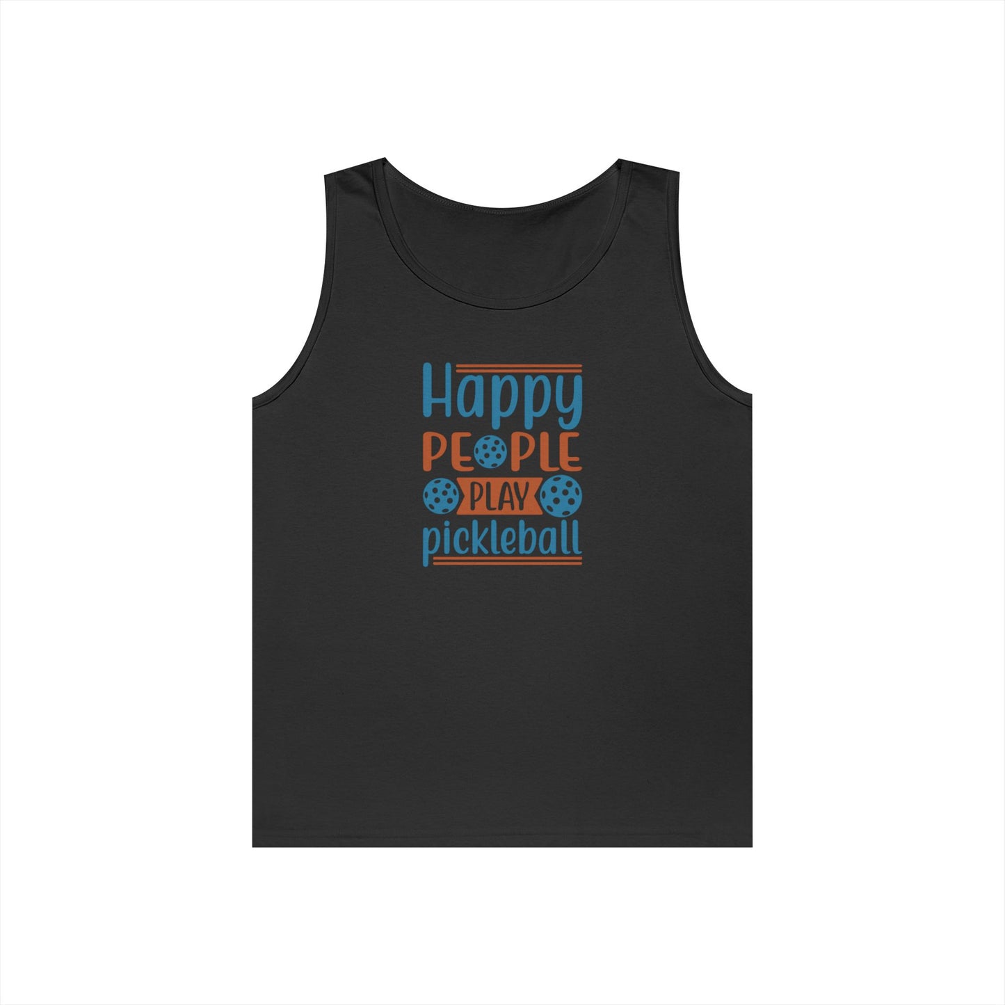 Women's Cheerful Pickleball Tank Top - Happy People Play Pickleball Black