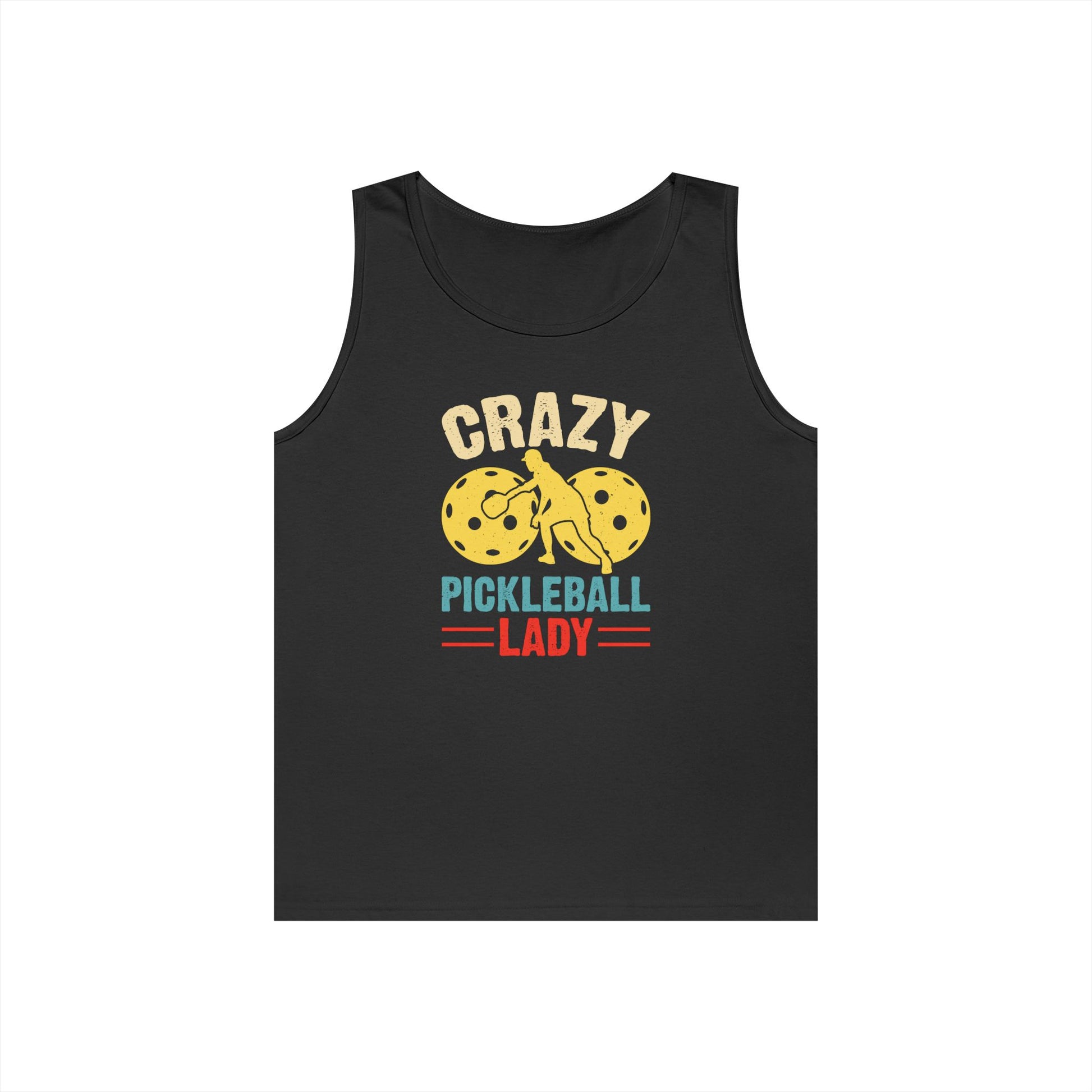 Women's Soft Pickleball Tank Top - Crazy Pickleball Lady Black
