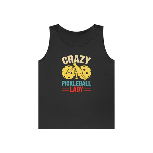 Women's Soft Pickleball Tank Top - Crazy Pickleball Lady Black