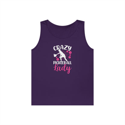 Women's Quirky Pickleball Tank Top - Crazy Pickleball Lady Purple